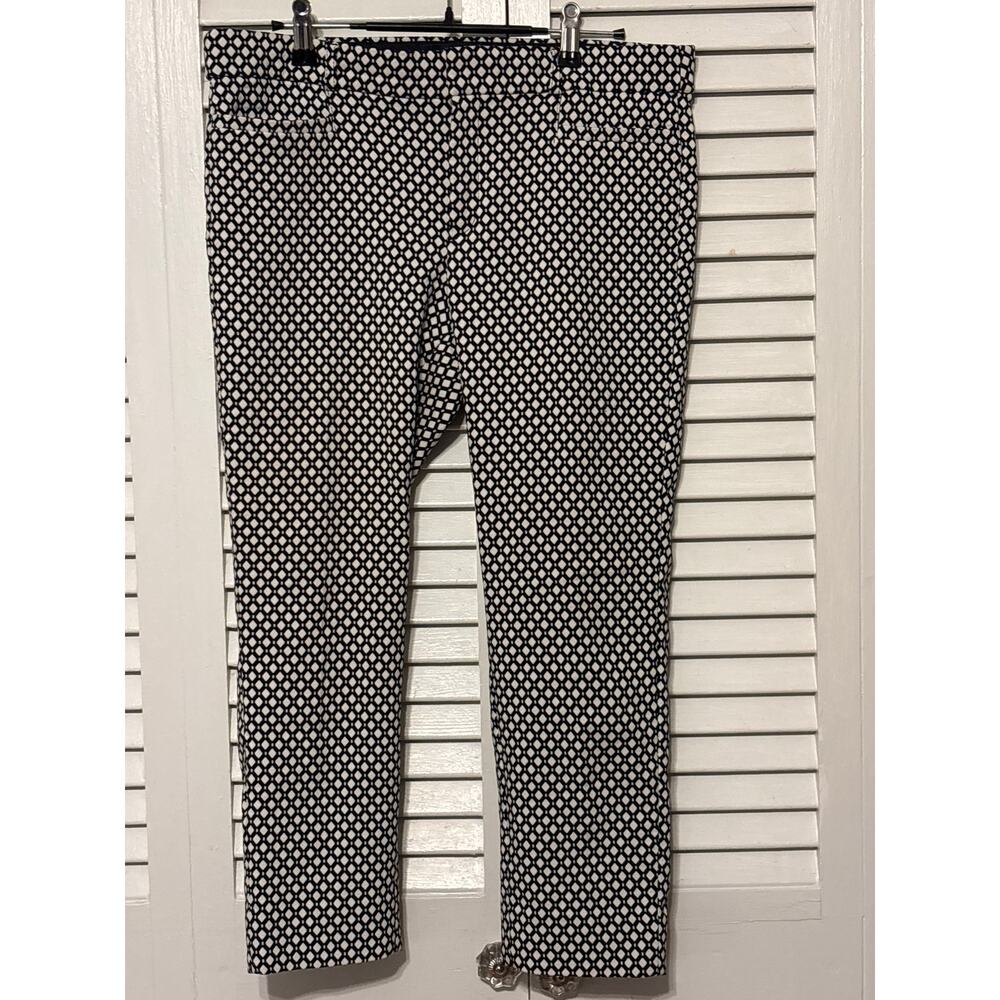 Banana Republic Geometric Black White Sloan Fit Crop Pants Women's 6P Petite